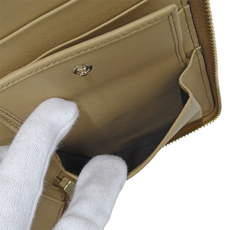 Gucci Wallets ed Long Wallet Diamante Leather Beige Round — view 7