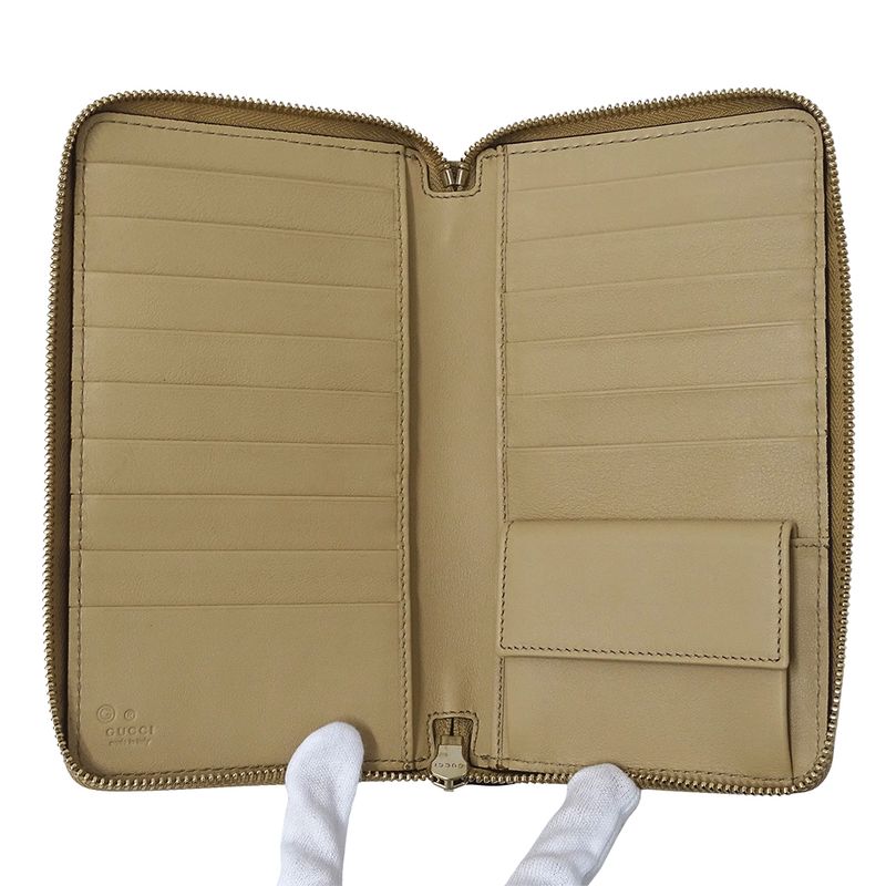 Gucci Wallets ed Long Wallet Diamante Leather Beige Round — view 4