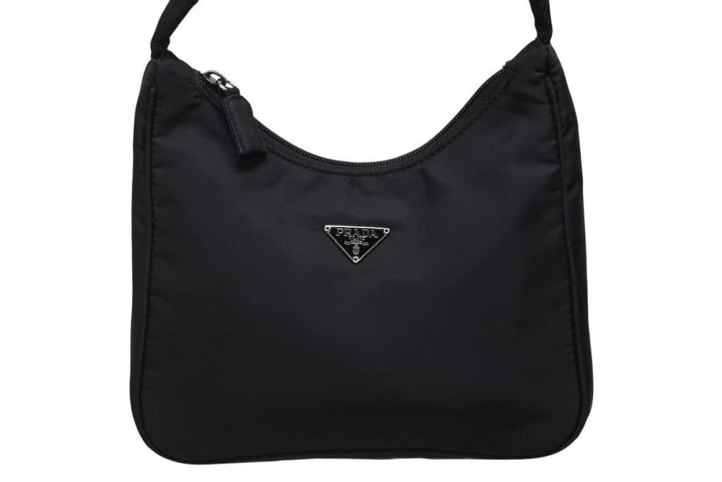 Prada Hobo Handbag Triangle Logo Nylon Black — view 2