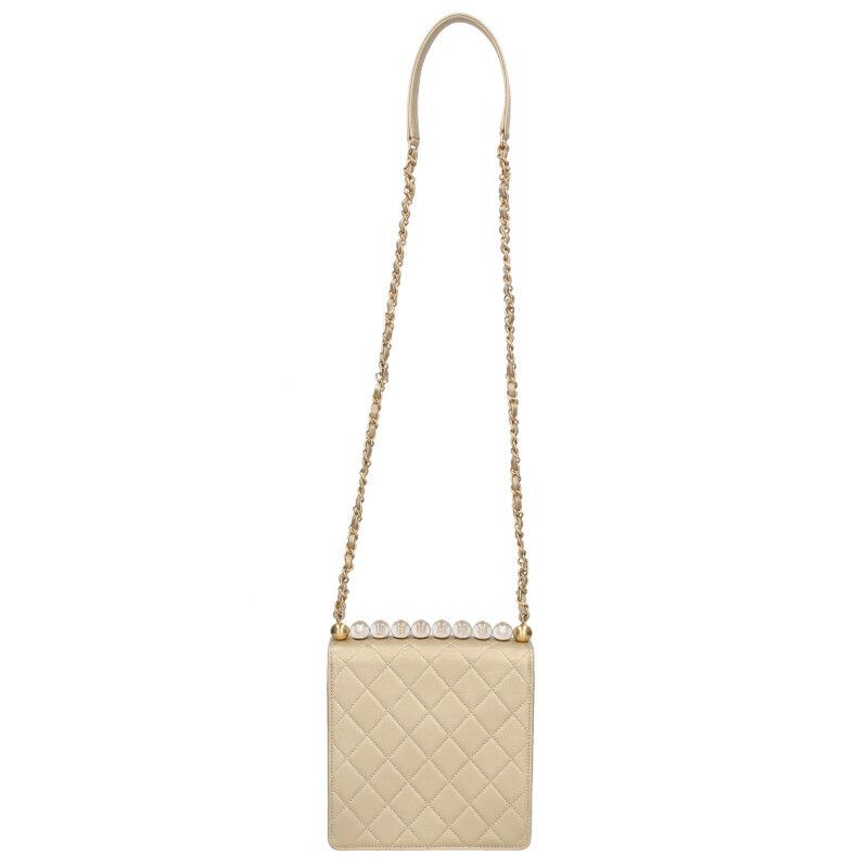 Chanel Quilted Clear Pearl Goatskin Chain Shoulder Bag — view 2