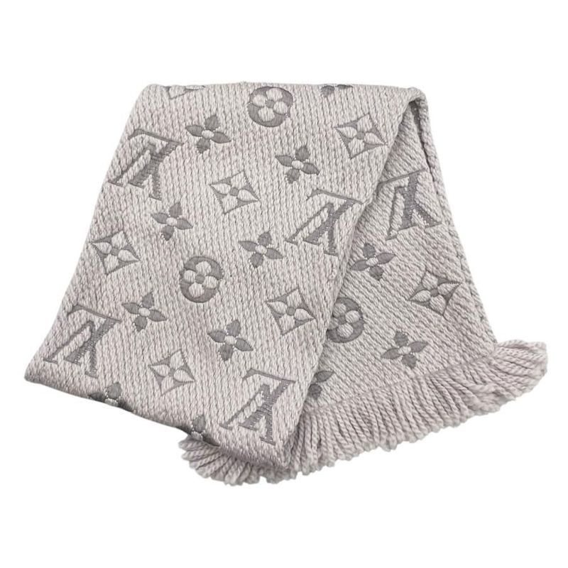 Louis Vuitton Scarf Echarpe Logomania Monogram Wool Silk Gripe Lou Grey — view 2