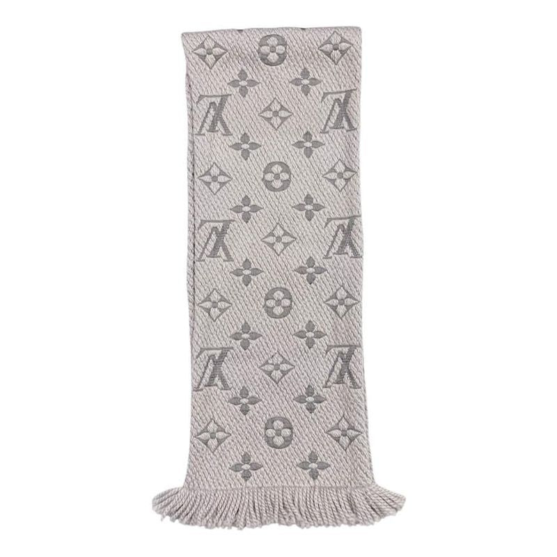 Louis Vuitton Scarf Echarpe Logomania Monogram Wool Silk Gripe Lou Grey — view 4