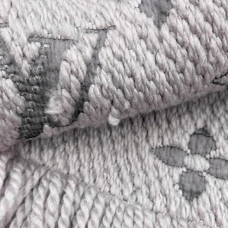 Louis Vuitton Scarf Echarpe Logomania Monogram Wool Silk Gripe Lou Grey — view 8