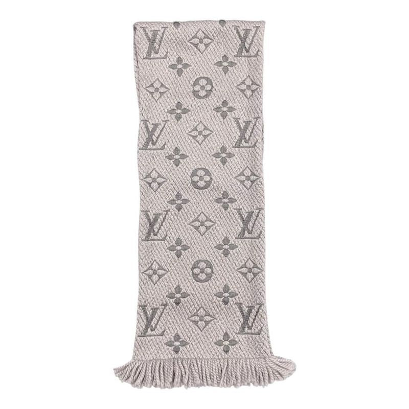 Louis Vuitton Scarf Echarpe Logomania Monogram Wool Silk Gripe Lou Grey — view 3