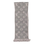 Louis Vuitton Scarf Echarpe Logomania Monogram Wool Silk Gripe Lou Grey — view 5