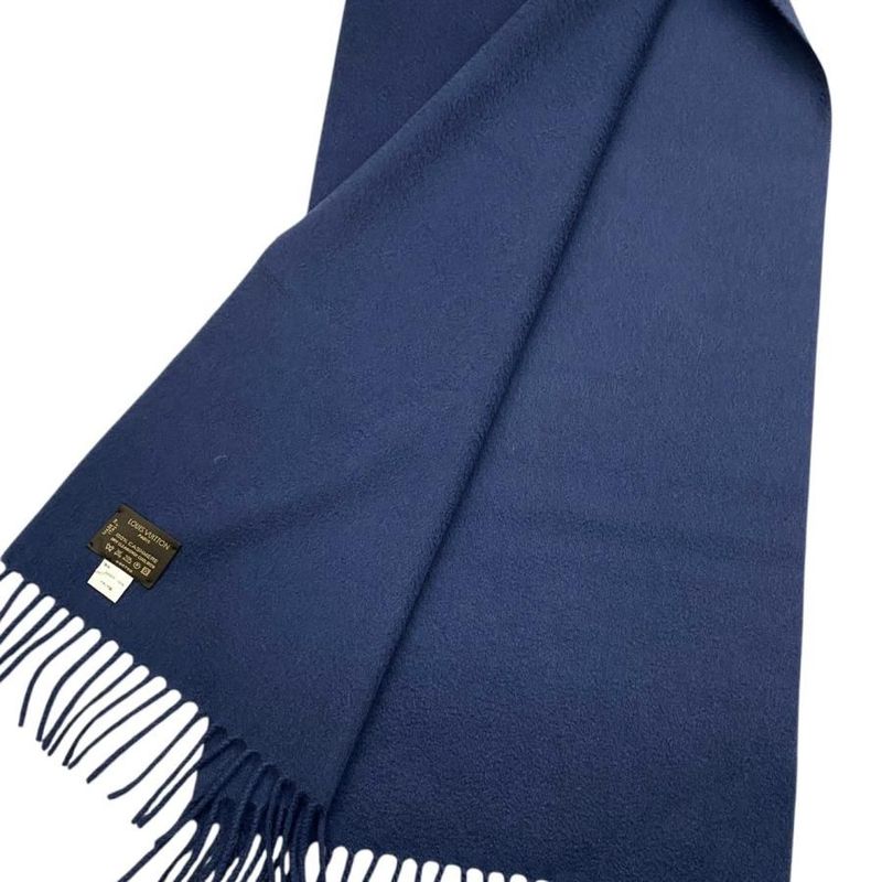 Louis Vuitton Scarf Echarpe Jeram Cashmere Logo Navy Blue — view 6