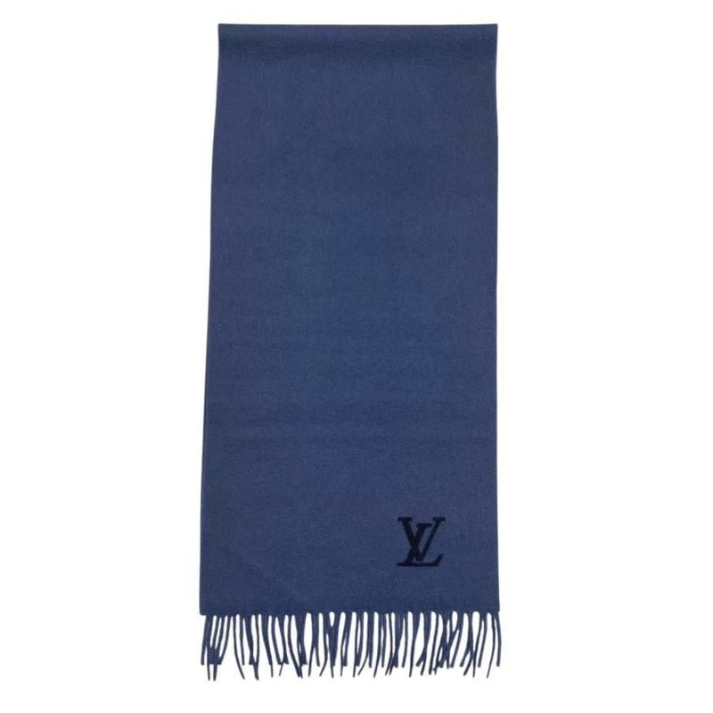 Louis Vuitton Scarf Echarpe Jeram Cashmere Logo Navy Blue — view 3
