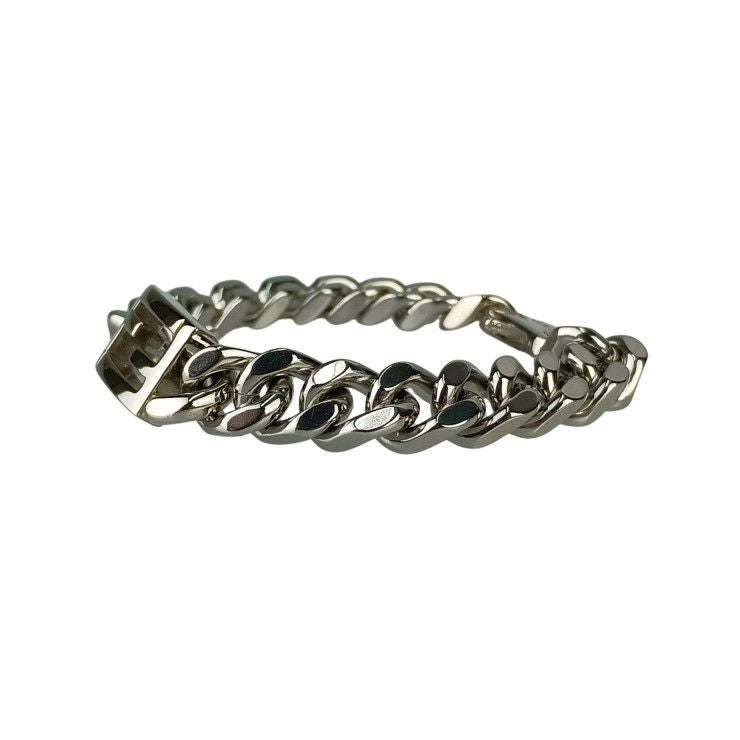 Fendi Bracelet FF Logo Baguette Link Chain Silver Metal — view 3