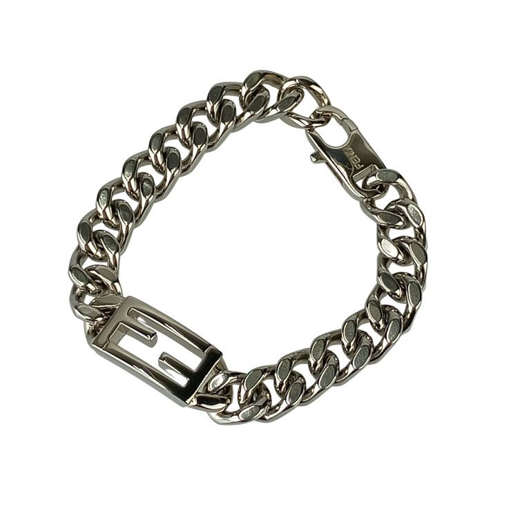 Fendi Bracelet FF Logo Baguette Link Chain Silver Metal — view 4
