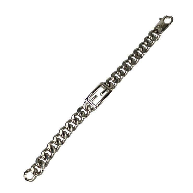 Fendi Bracelet FF Logo Baguette Link Chain Silver Metal — view 5