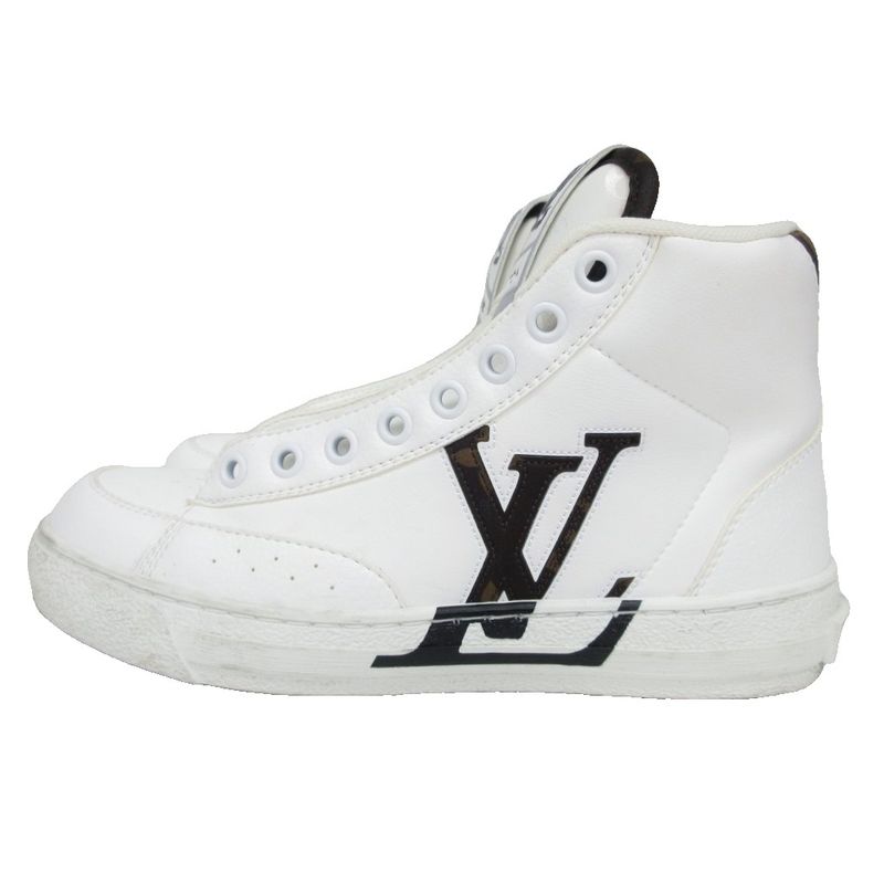 Louis Vuitton Charlie Line Leather Monogram Sneakers High Cut Logo 34 — view 2