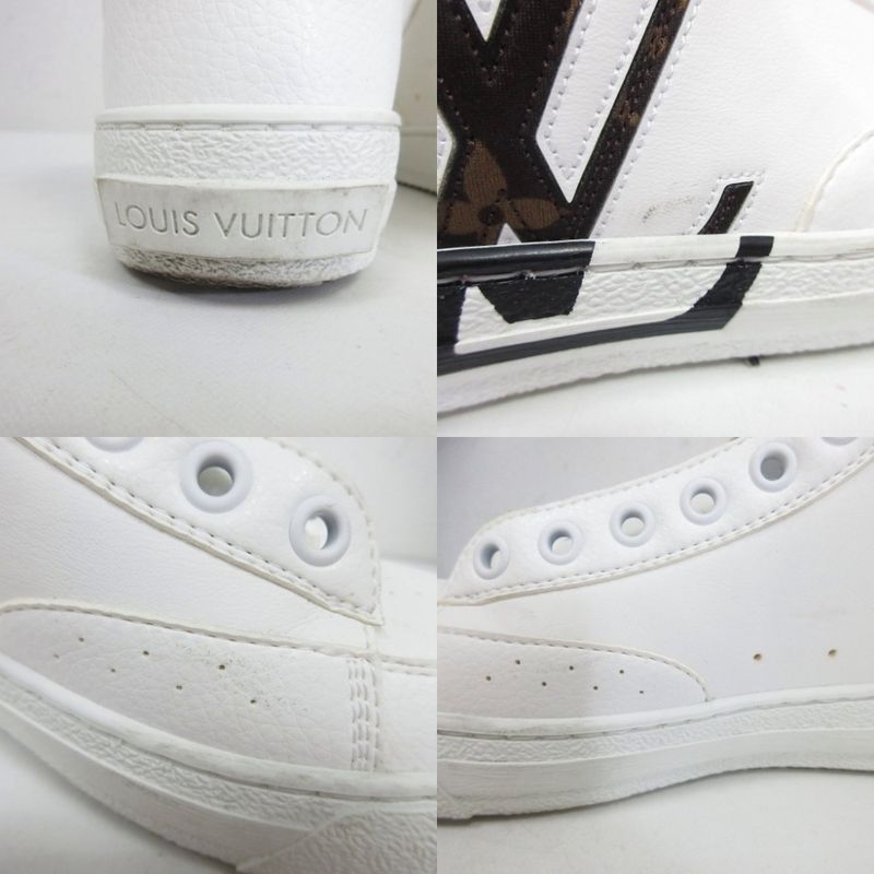 Louis Vuitton Charlie Line Leather Monogram Sneakers High Cut Logo 34 — view 9