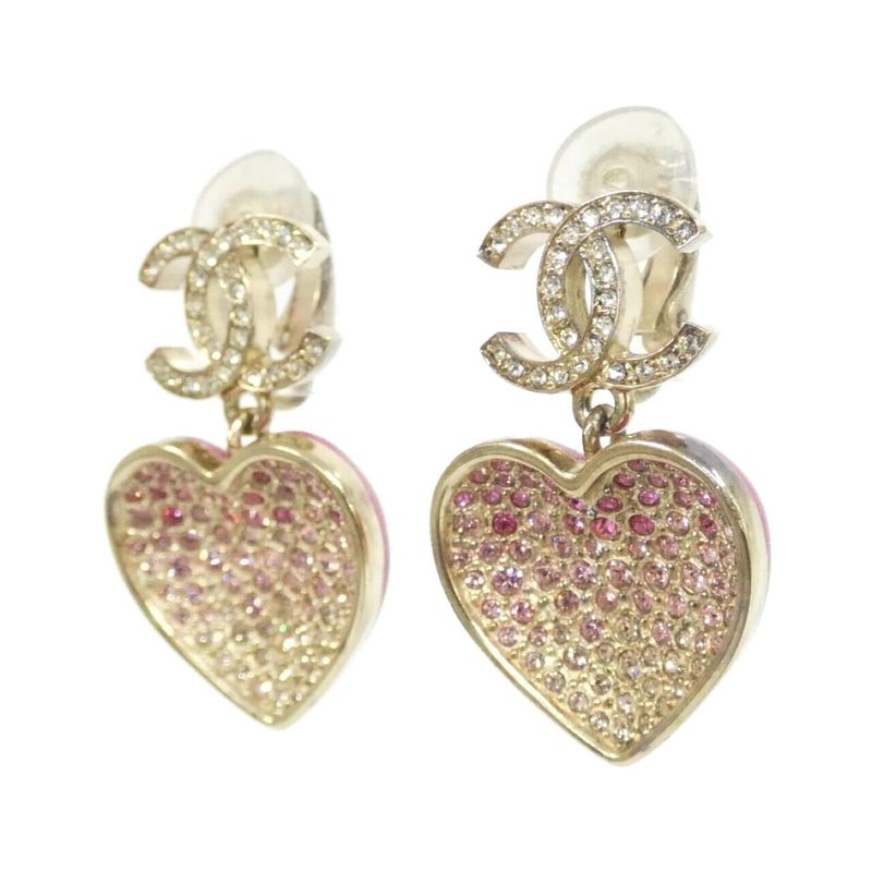 Chanel Iconic CC Pave Crystal Heart Earrings — view 3