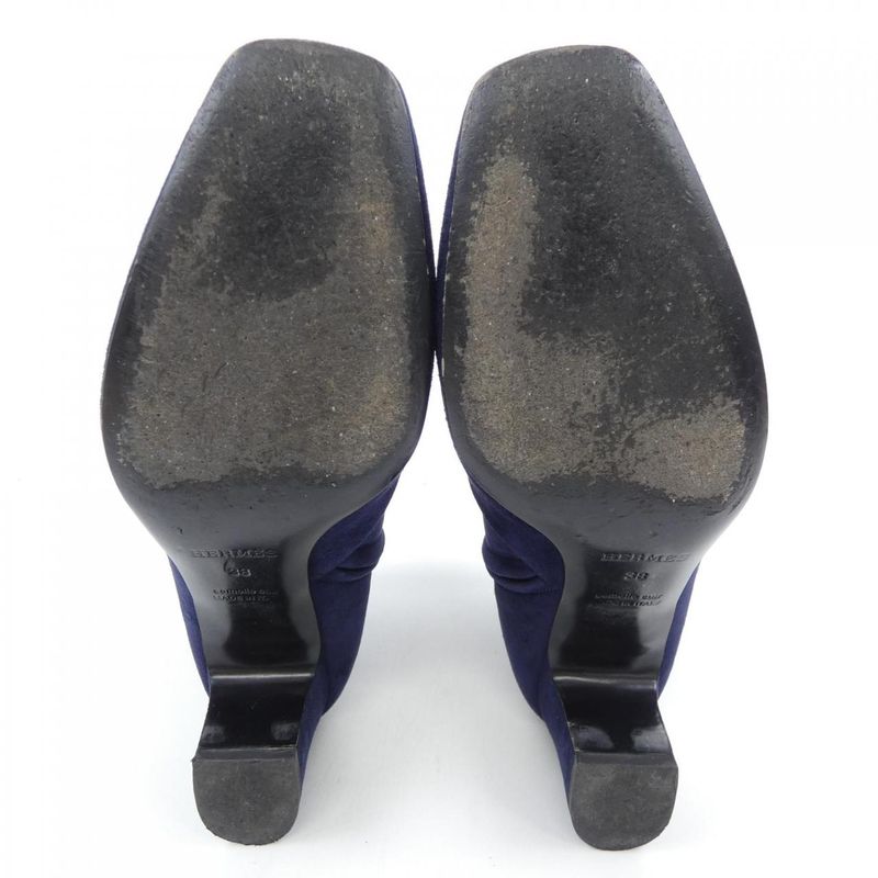 Hermes Navy Suede Boots — view 4