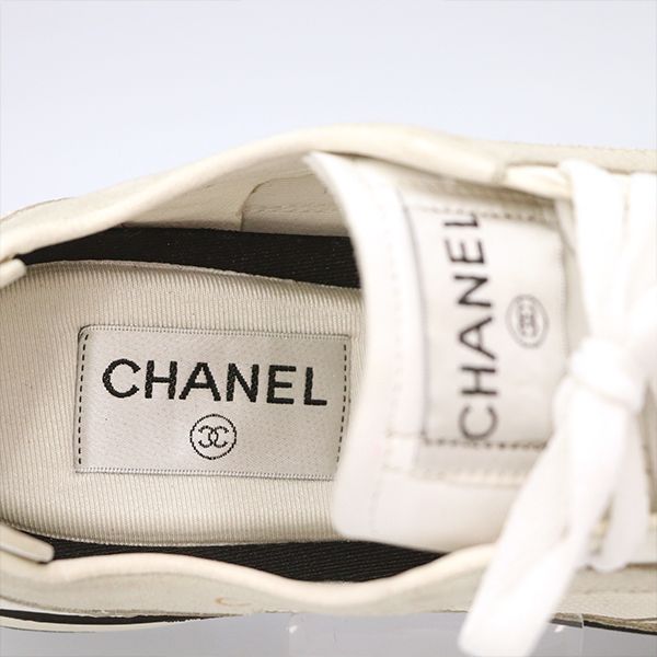 Chanel Low Cut Sneakers Leather White Gray Size 35 — view 9