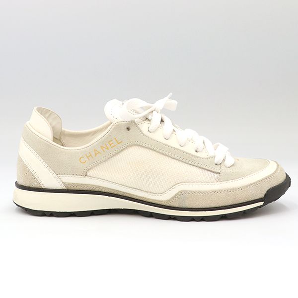Chanel Low Cut Sneakers Leather White Gray Size 35 — view 6