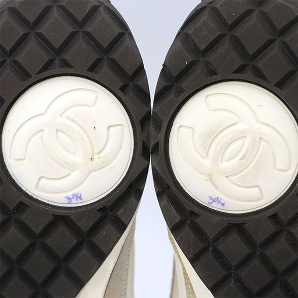 Chanel Low Cut Sneakers Leather White Gray Size 35 — view 8