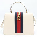 Gucci White Leather Sylvie Sherry Line 2-Way Handbag — view 2