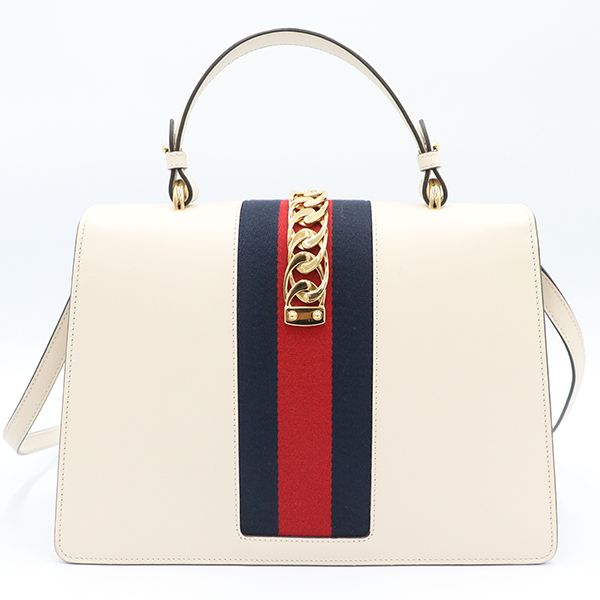 Gucci White Leather Sylvie Sherry Line 2-Way Handbag — view 2