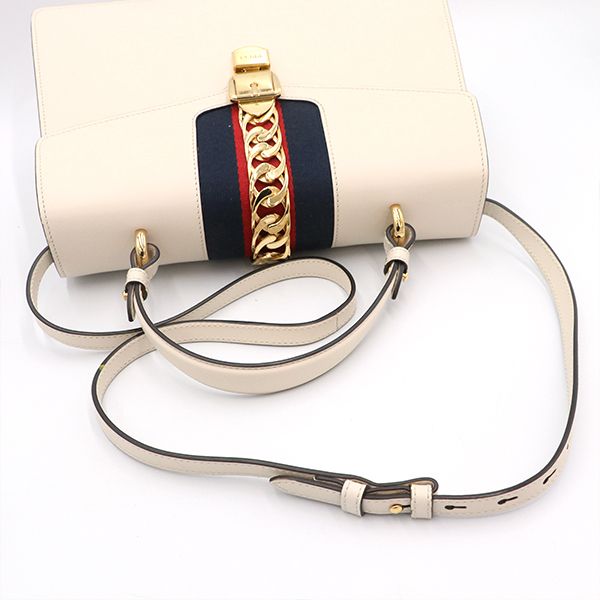 Gucci White Leather Sylvie Sherry Line 2-Way Handbag — view 5