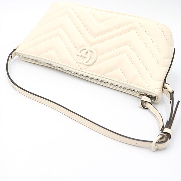 Gucci White Leather GG Marmont One Shoulder Bag — view 5