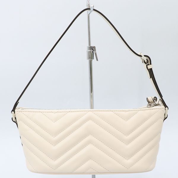 Gucci White Leather GG Marmont One Shoulder Bag — view 2