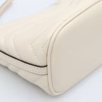 Gucci White Leather GG Marmont One Shoulder Bag — view 4