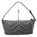 Gucci Black Leather GG Marmont One Shoulder Bag — view 2