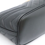 Gucci Black Leather GG Marmont One Shoulder Bag — view 4