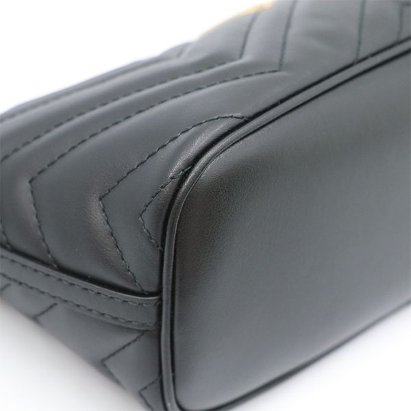 Gucci Black Leather GG Marmont One Shoulder Bag — view 4