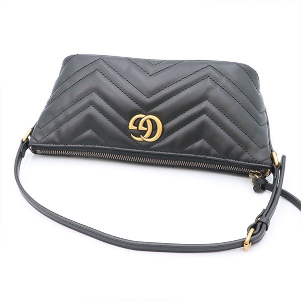Gucci Black Leather GG Marmont One Shoulder Bag — view 5