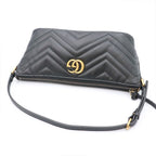 Gucci Black Leather GG Marmont One Shoulder Bag — view 5