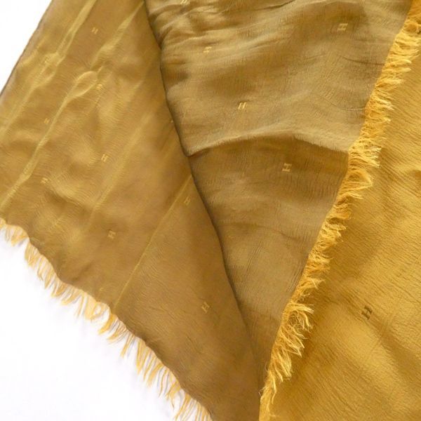 Hermes Shawl Margiela Period H Dot Silk Ocher Yellow Reversible Vintage — view 4