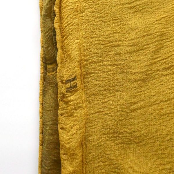 Hermes Shawl Margiela Period H Dot Silk Ocher Yellow Reversible Vintage — view 9