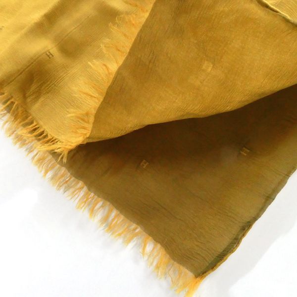 Hermes Shawl Margiela Period H Dot Silk Ocher Yellow Reversible Vintage — view 5