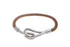 Hermes Jumbo H Bracelet Leather Brown Silver — view 4