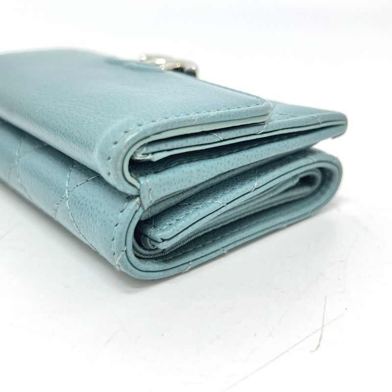 Chanel Trifold Wallet Half Coco Mark Leather Light Blue — view 4