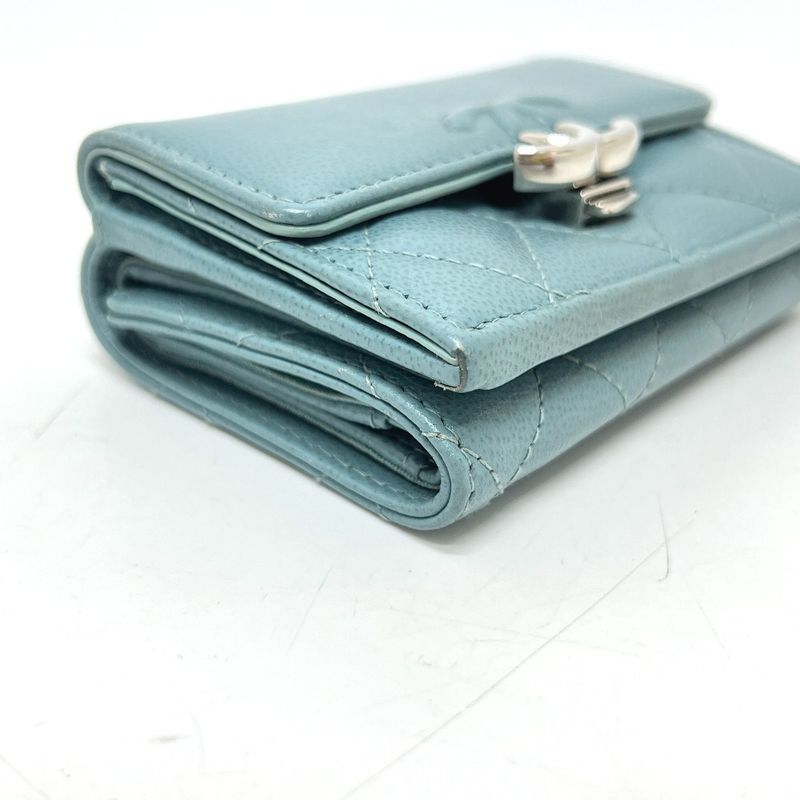 Chanel Trifold Wallet Half Coco Mark Leather Light Blue — view 5