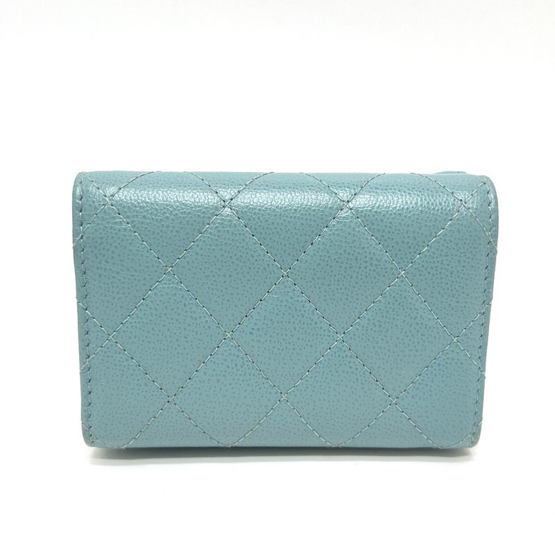 Chanel Trifold Wallet Half Coco Mark Leather Light Blue — view 2