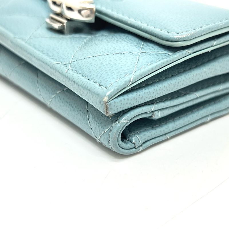Chanel Trifold Wallet Half Coco Mark Leather Light Blue — view 6