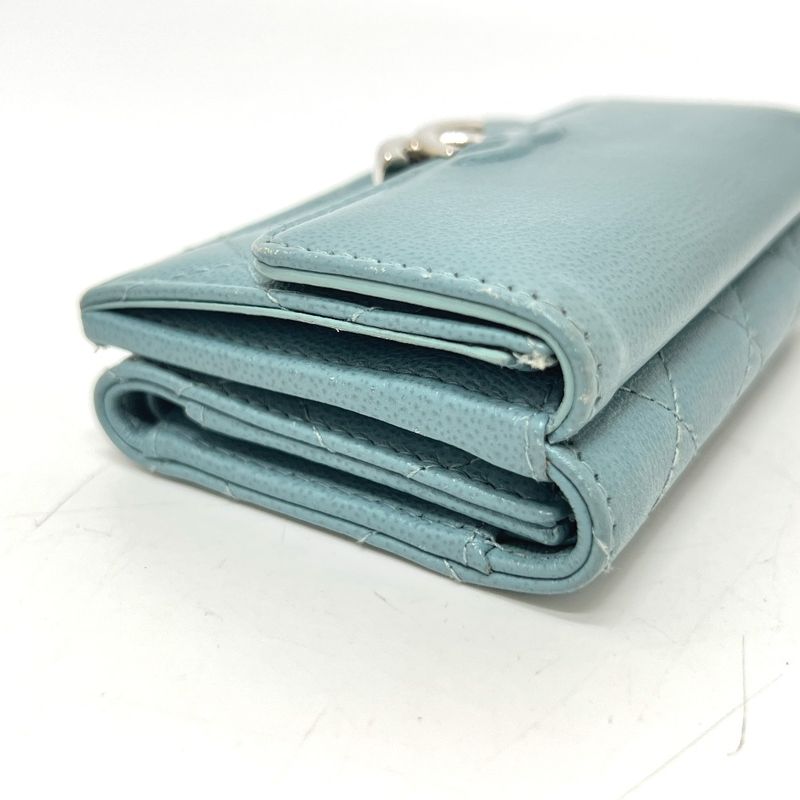 Chanel Trifold Wallet Half Coco Mark Leather Light Blue — view 3