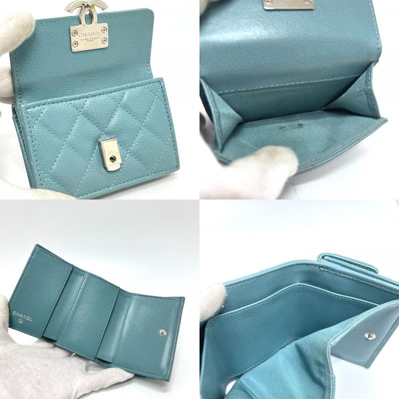 Chanel Trifold Wallet Half Coco Mark Leather Light Blue — view 8