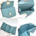 Chanel Trifold Wallet Half Coco Mark Leather Light Blue — view 8