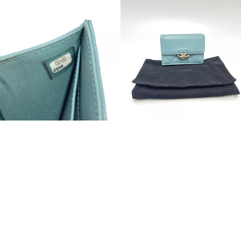 Chanel Trifold Wallet Half Coco Mark Leather Light Blue — view 9