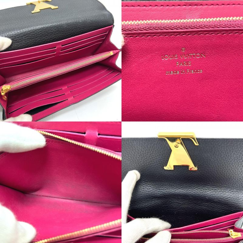 Louis Vuitton Long Wallet Portefeuille Capucines Taurillon Clemence Noir — view 8