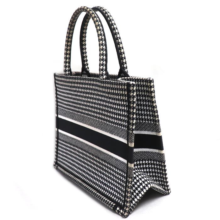 Dior Book Tote Medium Bag White Black M1296 Ztqt m911 Houndstooth — view 3