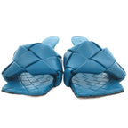 Bottega Veneta Intrecciato Lido Mules Sandals Leather High Heel 35.5 Turquoise — view 3