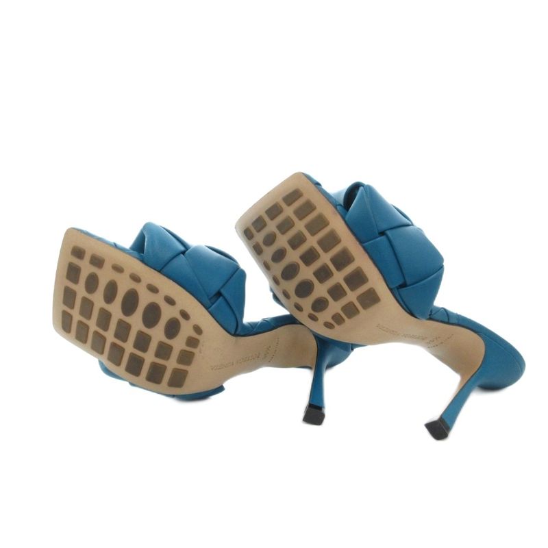 Bottega Veneta Intrecciato Lido Mules Sandals Leather High Heel 35.5 Turquoise — view 5