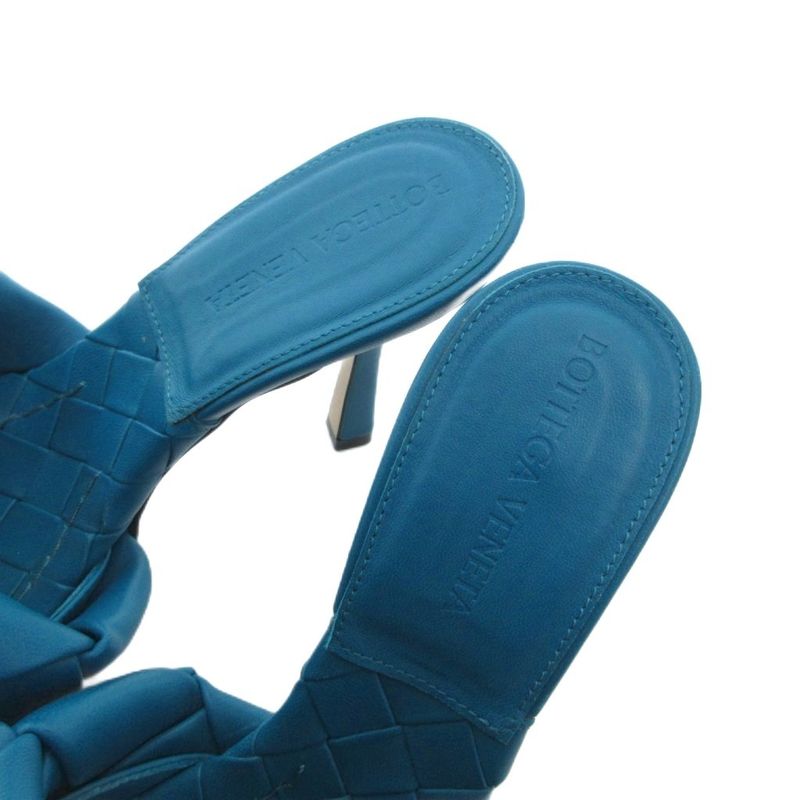 Bottega Veneta Intrecciato Lido Mules Sandals Leather High Heel 35.5 Turquoise — view 7