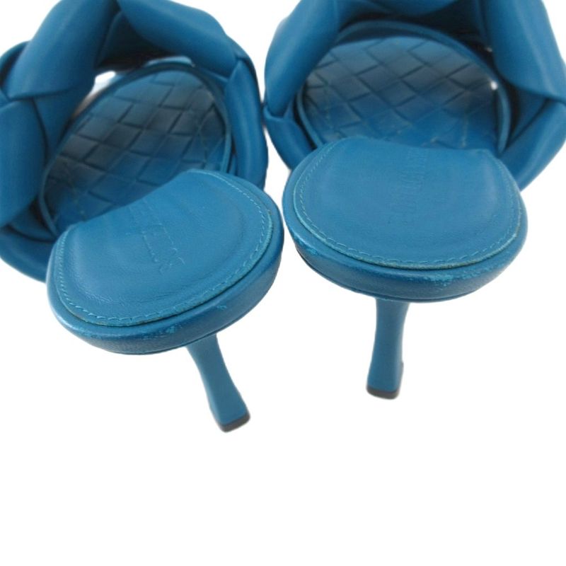 Bottega Veneta Intrecciato Lido Mules Sandals Leather High Heel 35.5 Turquoise — view 8